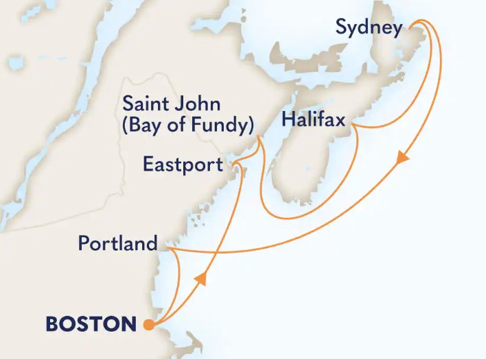 Canada and New England Circle route map